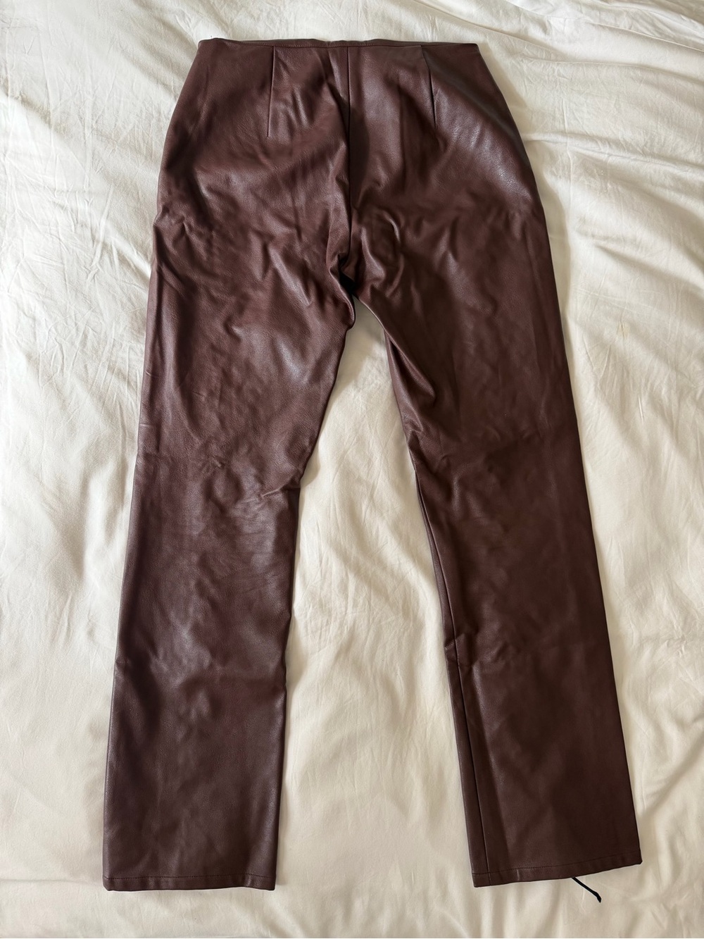 Miaou Brown Faux Leather Low Waist Lace-Up Pants - Picture 5 of 5